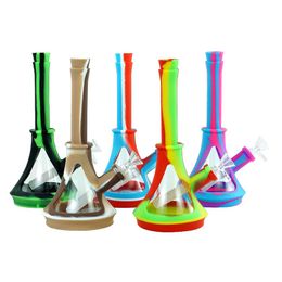 10" smoking glass beaker bong thick Bong tobacco Hookah dab rig shisha heady silicone pipes