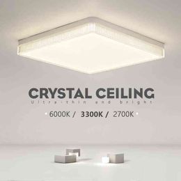 Crystal Ceiling lights Square Natural Light fixtures indoor lighting modern decorative Led Ceiling lamps for living room Bedroom W220307