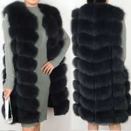 Female vest fox waistcoat warm winter Natural coat pretty real fur coats jacket 201103