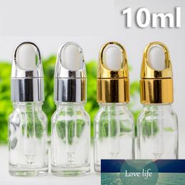 Wholesale Clear Bottles With Glass Pipette Cosmetic Essential Oil Bottle With Gold Silver Child proof Caps