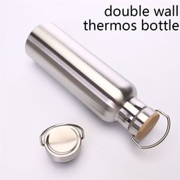 stainless steel thermos bottle double wall water bottle for travel camping hiking cycling 201204