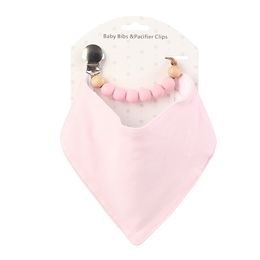 2022 new Cotton Triangle Baby Bib Solid Food-Grade Silicone Pacifier Chain Adjustable Feeding Clothes Boy Girl Saliva Towel