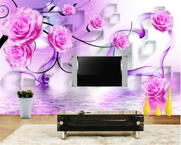 Beibehang Customise 3d wallpaper murals Stereo Dream Fashion Rose Flower mural background wall for walls 3 d behang