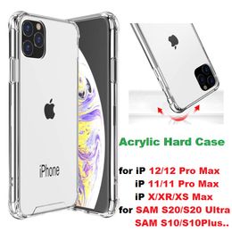 Acrylic Hard PC+TPU Transparent Phone Case For iPhone 14 13 Mini 11 Pro 7 8 X XS Max For Samsung S20 Ultra S10 Note 10 Plus A51 A71 Coque Cases