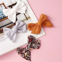 Bow Hairpins Girl's Lovely Fashion Hair Clips Floral Hair Korea Accessories Solid color Hairgrips Children's Head wear