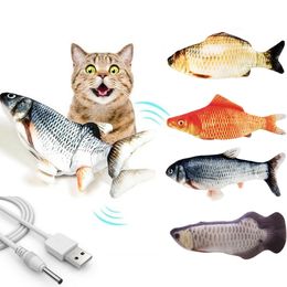Electronic Cat Toy 3D Fish Electric Simulation Fish Toys for Cats Pet Playing Toy cat supplies juguetes para gatos pet toys LJ201125