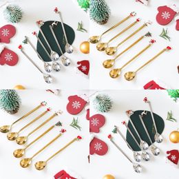 Stainless Steel Gift Spoon Tableware Jelly Desserts Christmas Decoration Spoons Creative Garland Santa Claus Scoop 2020 New Arrival 2 9qd F2