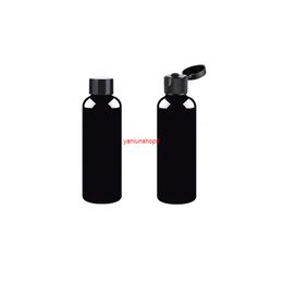 10pcs 200ml black empty sample cosmetic bottles with screw cap an flip cap,travel size PET bottles,sample bottles,lotion bottlegood package