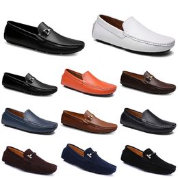 Casual Doudou GAI Leather Men Driving Shoes Breathables Soft Sole Light Tan Blacks Navys Whites Blues Siers Yellows Greys Footwear All-Match Lazy Cross-Border 542