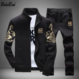 BOLUBAO Brand Men Casual Sets Autumn New Men's Jacket + Pants Tracksuit Fashion Print Sportswear Zipper Suit Male 201201