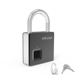 IP65 Waterproof Anti-Theft Security Padlock Smart Inteligen Fingerprint Door Luggage Case Lock with Key & Cable Y200407