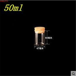 47*60mm 50ml Glass Bottles Vials Jars Test Tube With Cork Stopper Empty Transparent Clear 12pcs/lothigh qualtity