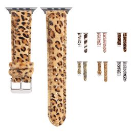 Plush Leopard Print Leather Strap for Apple Watch band 44mm 38mm 40mm 42mm Replacement Bracelet Watchband For iwatch 6 SE 5 4 3 Watch bands