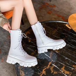 Women Boots Fashion Motorcycle Boots Pu Leather Shoes For Women Winter Warm Casual Female Ankle Plus Size 35-401