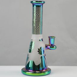 PYREX Glass Bong Colourful Bongs Matte 14mm Female Joint Rainbow Heady Glass Smoking Pipe Frost Straight Tube Dab Tool Water Pipes Oil Rigs ZDWS2005