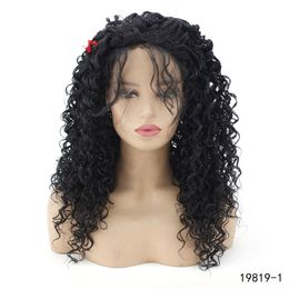 Black Colour Curly Synthetic Lacefront Wig 14~26 inches perruques de cheveux humains Lace Front Wigs 19819-1