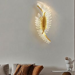 Modern LED Wall Lamp Copper Acrylic Shades Scandinavian Bedroom Light Home Decor Living Room Wall Lights