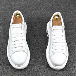 Britain Fashion Men's Vulcanised dress Shoes Breathable Round Toe White Casual Sport Comfortable Sneakers Light Non-slip Travel Walking loafers