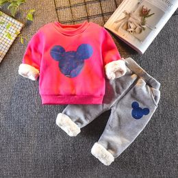 Clothing Sets Baby Boys Girls Winter Clothing Set 2020 Toddler Kids Miki Outfits Children Fleece Warm Cotton Mouse Winter Clothes Costume Suit Lj200916
