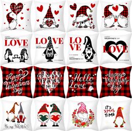 84 Colors Valentines Day Pillow Case Love Hearts Pillowcover Squares Stripe Home Pillowslip Red Lover Cushion Covers Gift Fashion