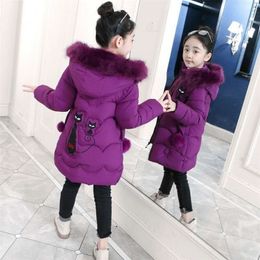 Girls Winter Jacket Warm Coat Clothing Thick Parkas Children's Winter Jackets Kids Big Fur Hood Outerwear For 4-16years LJ201017