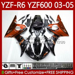 Bodywork Kit For YAMAHA YZF R6 600CC YZF600 YZF-R6 2003-2005 Cowling 95No.185 YZF R 6 600 CC 2003 2004 2005 Body YZF-600 YZFR6 Orange Flames 03 04 05 Motorcycle Fairing