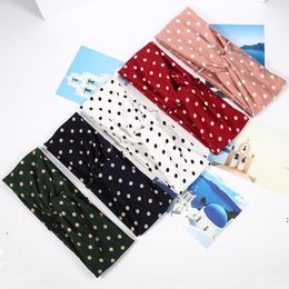 Stretch Headbands for Women, Elastic Head Bands Wrap Wide Dots Floral Print Thick Cloth Criss Cross Knotted Twisted Hair Bands RRA11901