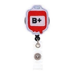 Whole Key Rings Blood Type Medical Nurse Retractable Felt ID Badge Holder Reel With Alligator Clip For Gift186Y