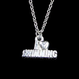 Fashion 22*15mm I Love Swimming Pendant Necklace Link Chain For Female Choker Necklace Creative Jewellery party Gift