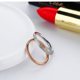 Handmade Simple Design Womens Rose Gold Plated Stainless Steel Ring for Gift