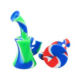 6.5'' Silicone Bong Hookahs mini portable Water Pipes Removable recyclersilicone dab rig for smoke unbreakable Colourful bongs