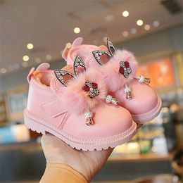 Children Martin Boots for Girls Snow Baby Boys Shoes Waterproof Leather Booties Winter Plush Princess Little Girl 211227