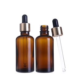 Factory Wholesale Amber Dropper Bottle 100ml Glass Perfume Essential Oil Bottle With Gold Silver Cap And Eye Dropper In Stock