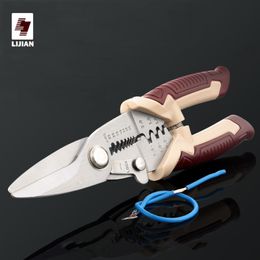 LIJIAN 3 In 1 Multi Cable Wire Stripper Crimping Pliers Electric Scissors Cutter Electrician Y200321