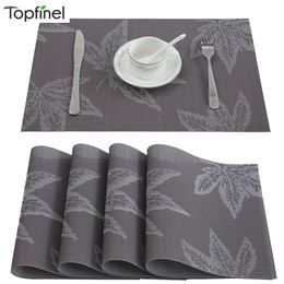 Topfinel PVC Maple Leaves Placemats For Dining Coffee Plastic Cup Coaster In Kitchen Accessories Stain-Resistant Pad Table Mats 201123