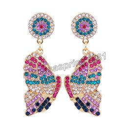 Butterfly Rhinestone Dangle Earrings For Women High Quality Statement Luxury Crystal Drop Dangle Earring ZA Jewelry Gift