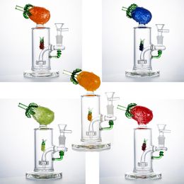 Wholesale Colorful Glass Bongs Fruits Shape Water Pipes 14mm Female Recycler Percs Smoking Bong Pipe Bowl Oil Dab Showerhead Perc Pineapple