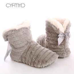 Women's shoes Fur slippers for home Fashion Butterfly-knot Furry house shoes Bedroom slippers girls warm soft indoor Y201026