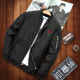 Usa Spring Rose Embroidered Ma1 Jacket Mens Bomber Fashion Coat Black Navy Wine Red 3Color 201123