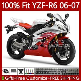 OEM Body Kit For YAMAHA YZF R 6 600 CC YZF600 YZF-R6 2006 2007 MOTO Bodywork 98No.93 YZF R6 YZF-600 White red 2006-2007 600CC YZFR6 06 07 Injection Mould Fairing 100% Fit