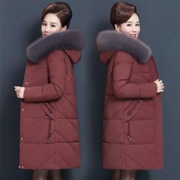 Plus Size 7XL Middle Aged Winter Jacket Women Hooded Fur Collar Parka Long Womens Down Cotton Coat Womens Winter Jacket And Coat 201225