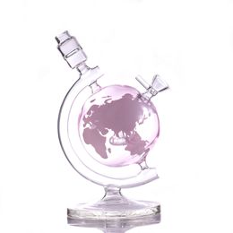 Hookahs Pink water pipes 7.3IN Recycler bubbler Earth bong with glass bowl Dab Rig