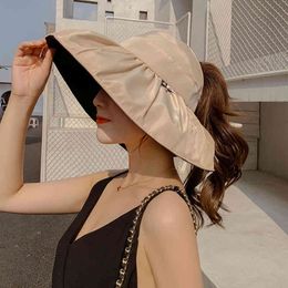 Women's Summer Sun s Anti UV Autumn Wide Brim Beach Casual Bucket Hat chapeau femme Foldable Cap Outdoor Travel sunbonnet