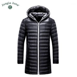 Men's Down & Parkas Wholesale- JUNGLE ZONE 2021 Winter Jacket White Duck Coat Brand Casual Thin Hooded Jackets1