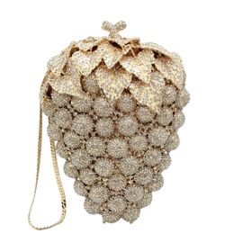 DAIWEI New design evening women purse Grape shaped Rhinestones crystal party clutch bags Q1113