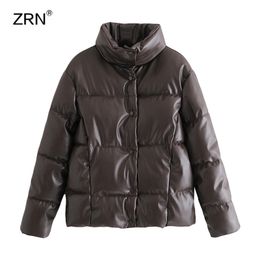 ZRN Winter Women Thick Faux Leather Jacket Coat Fashion Casual Loose Solid Outwear Female Oversize Warm Parka Mujer 201202