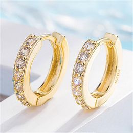 -Mode Zircon petit cristal Boucles d'oreilles pour les femmes fille coréenne style ronde clip Boucles d'oreilles en or d'argent Conception de bijoux cadeau
