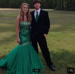 2021 Dark Green Mermaid Prom Dresses Strapless Sweetheart With Beading Evening Party Gowns