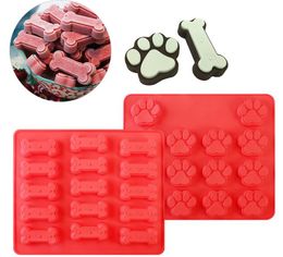 Food Grade Ice Cube Trays Cooler Puppy Paw Bone Rocket Cake Pan Silicone Treats Biscuit Baking Mould Cookie Cutter red SN2214