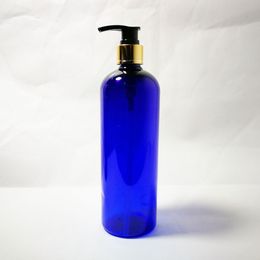 12pcs 500ml PET Lotion gold Pump blue Bottle,Amber Plastic Cosmetic Container,Empty Shampoo Sub-bottling,Shower Gel Bottles